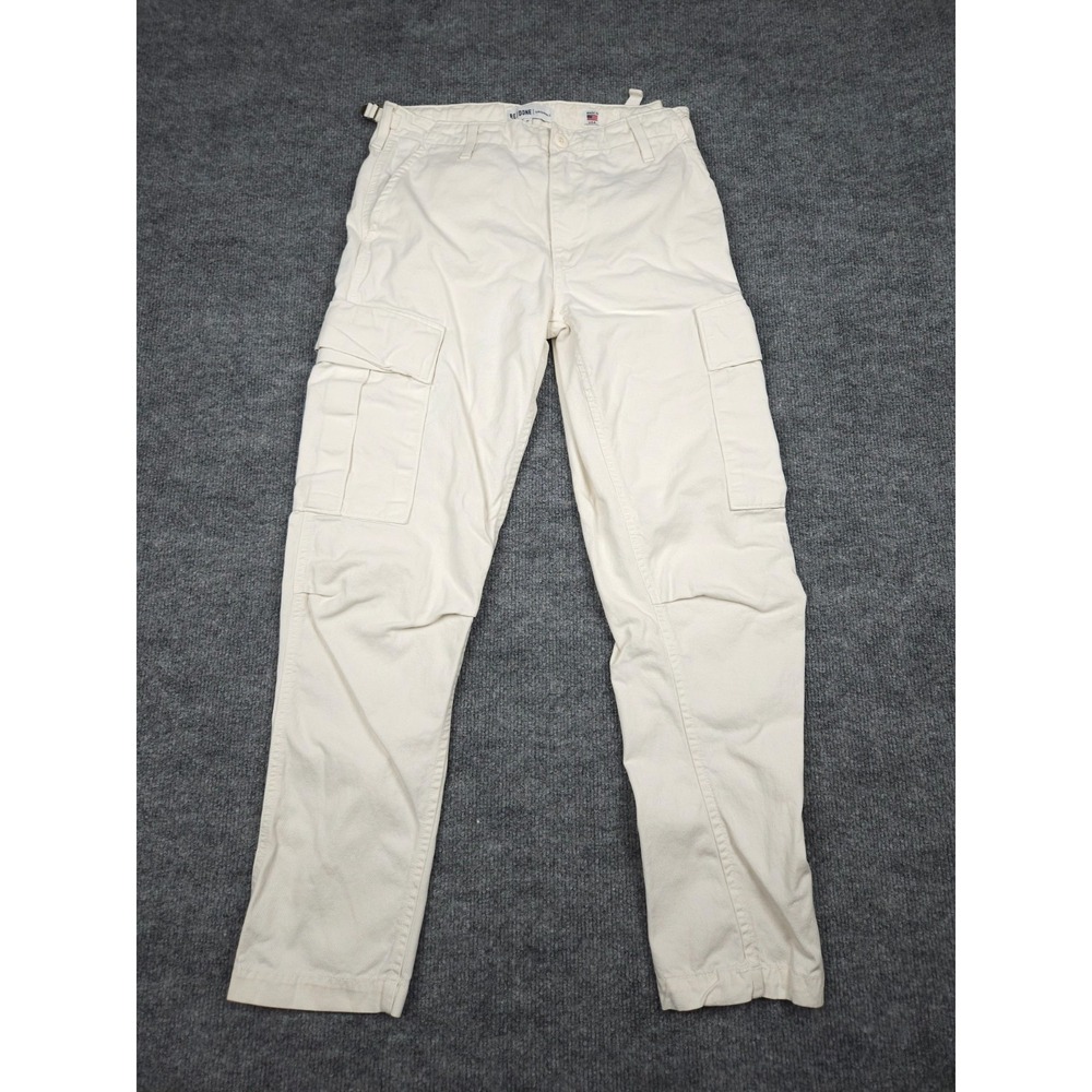 Re/Done Cargo Pants Jeans Women's 25 (FITS 28 x 27) Off-White Cotton *Stain